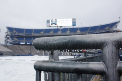 A frozen Beaver Stadium is eerily calm hours before kickoff. (Photo by Jake Russell)