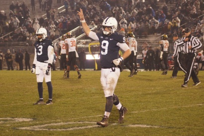 Nittany Lions quarterback Trace McSorley walks off the Beaver Stadium field after his last play as Penn State's quarterback. (Photo by Jake Russell)